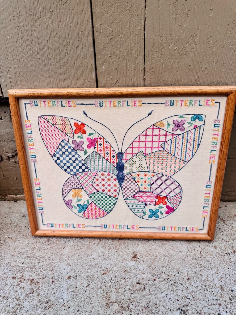 Large Framed Butterfly Cross Stitch